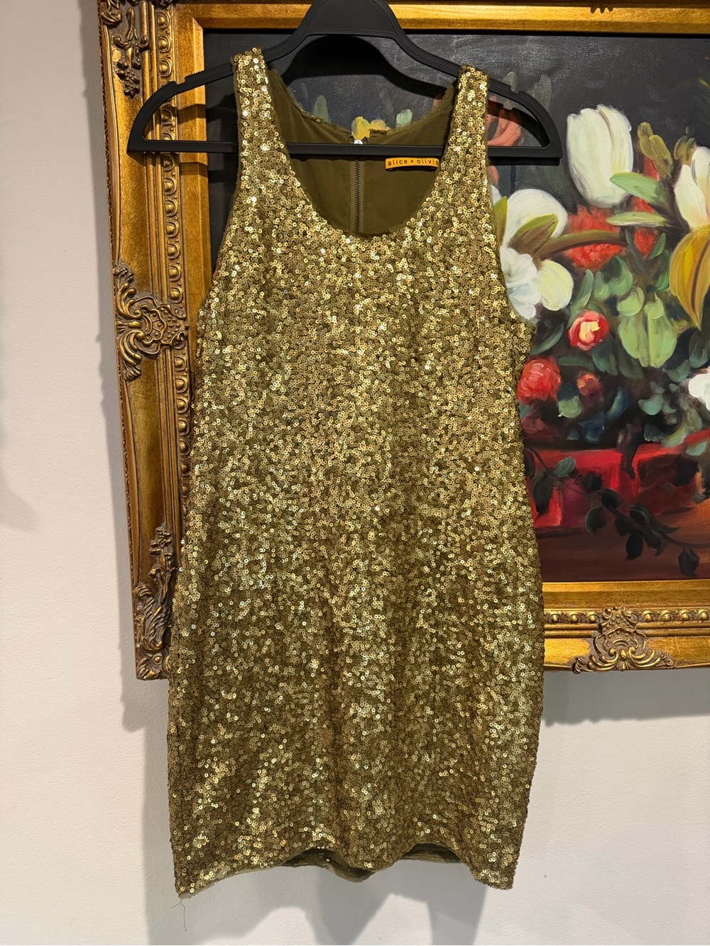 Alice + Olivia Gold Sequin Mini Dress